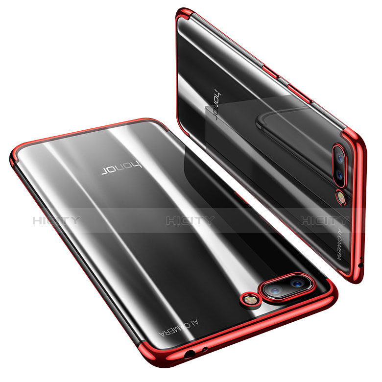 Custodia Silicone Trasparente Ultra Sottile Cover Morbida H03 per Huawei Honor 10 Rosso