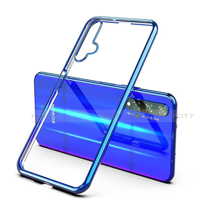 Custodia Silicone Trasparente Ultra Sottile Cover Morbida H03 per Huawei Honor 20 Blu