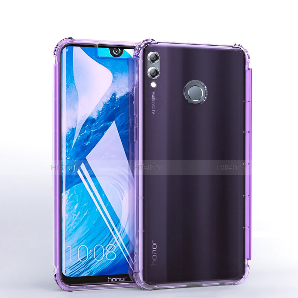 Custodia Silicone Trasparente Ultra Sottile Cover Morbida H03 per Huawei Honor 8X Max Viola