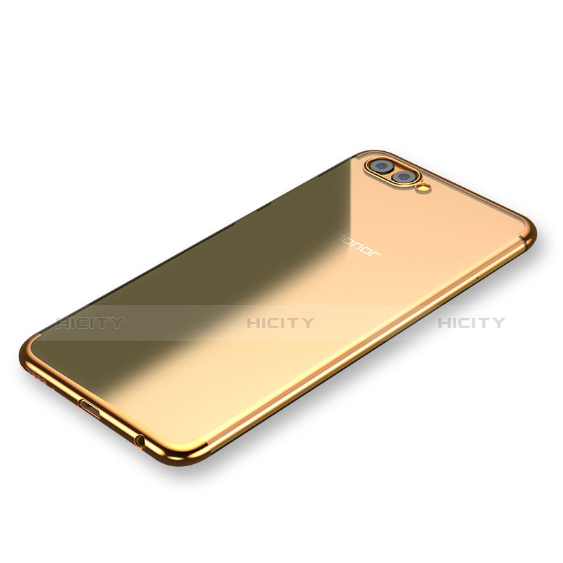 Custodia Silicone Trasparente Ultra Sottile Cover Morbida H03 per Huawei Honor View 10 Oro