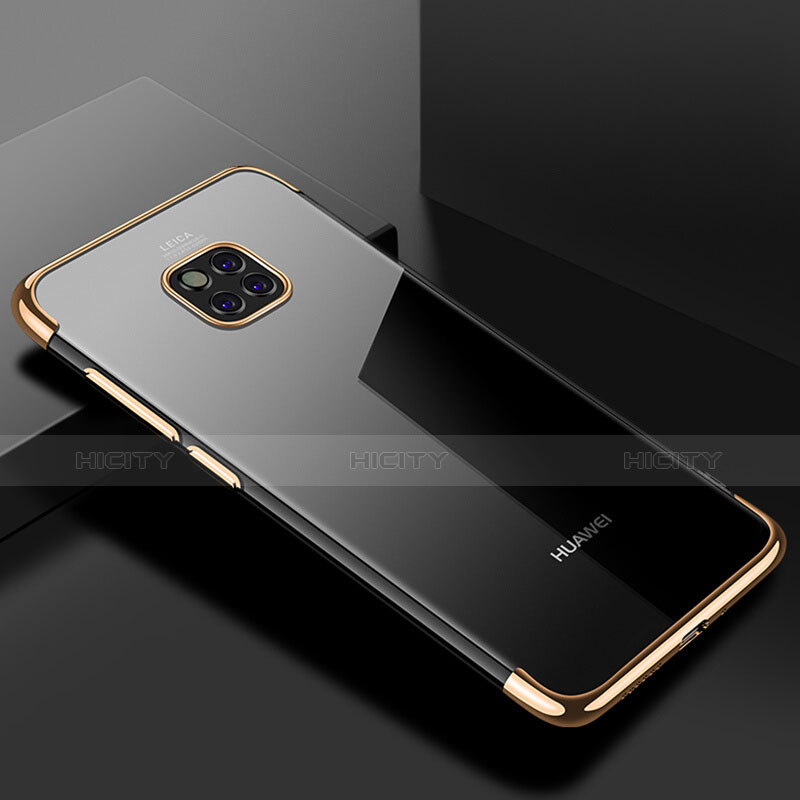 Custodia Silicone Trasparente Ultra Sottile Cover Morbida H03 per Huawei Mate 20 Pro Oro