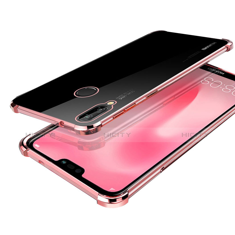Custodia Silicone Trasparente Ultra Sottile Cover Morbida H03 per Huawei Nova 3 Oro Rosa