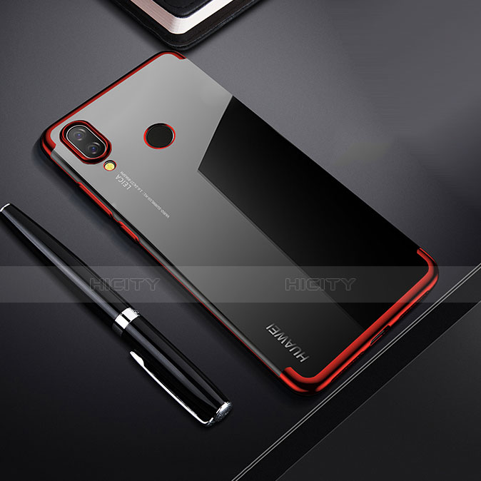 Custodia Silicone Trasparente Ultra Sottile Cover Morbida H03 per Huawei Nova 3i Rosso