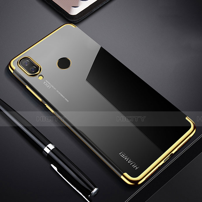 Custodia Silicone Trasparente Ultra Sottile Cover Morbida H03 per Huawei P Smart+ Plus Oro