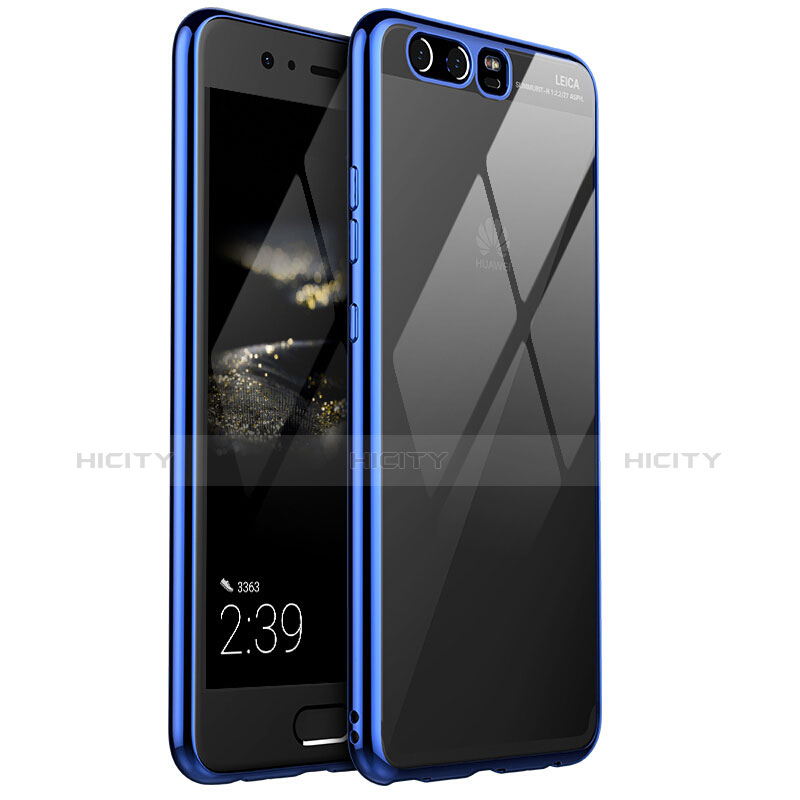 Custodia Silicone Trasparente Ultra Sottile Cover Morbida H03 per Huawei P10 Blu