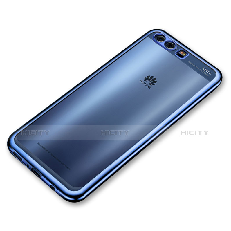 Custodia Silicone Trasparente Ultra Sottile Cover Morbida H03 per Huawei P10 Plus Blu