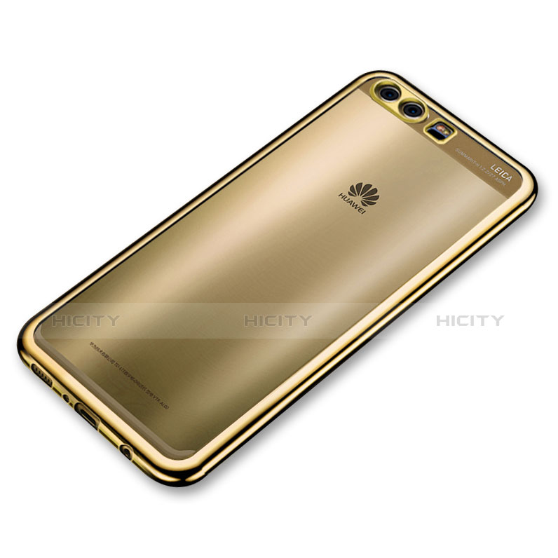 Custodia Silicone Trasparente Ultra Sottile Cover Morbida H03 per Huawei P10 Plus Oro