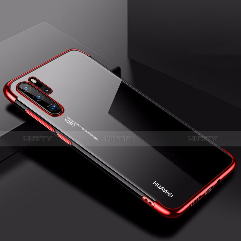 Custodia Silicone Trasparente Ultra Sottile Cover Morbida H03 per Huawei P30 Pro Rosso