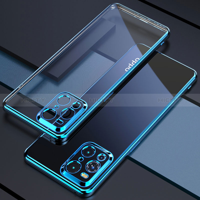 Custodia Silicone Trasparente Ultra Sottile Cover Morbida H03 per Oppo Find X3 5G Blu