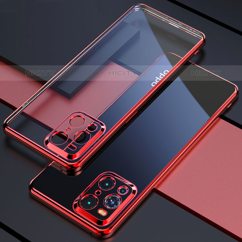 Custodia Silicone Trasparente Ultra Sottile Cover Morbida H03 per Oppo Find X3 Pro 5G Rosso
