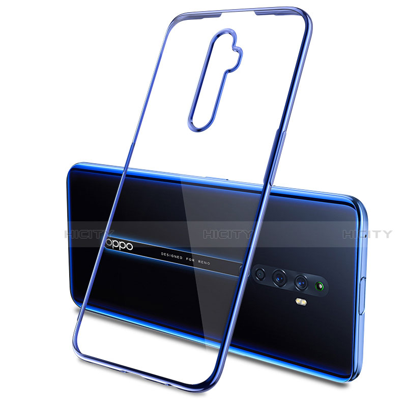 Custodia Silicone Trasparente Ultra Sottile Cover Morbida H03 per Oppo Reno2 Z Blu