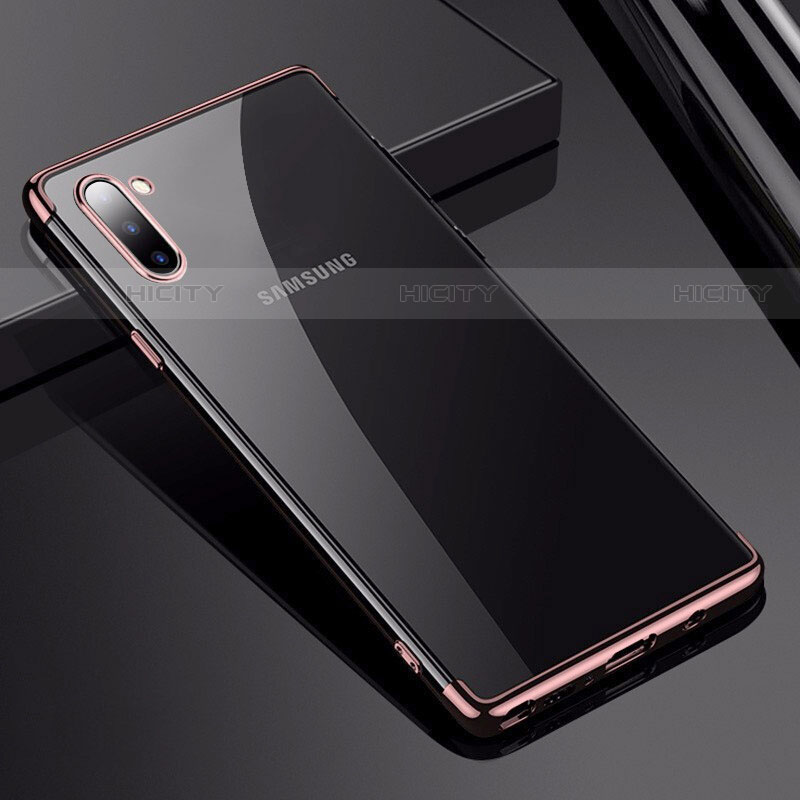 Custodia Silicone Trasparente Ultra Sottile Cover Morbida H03 per Samsung Galaxy Note 10 Oro Rosa