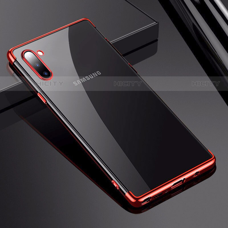Custodia Silicone Trasparente Ultra Sottile Cover Morbida H03 per Samsung Galaxy Note 10 Rosso