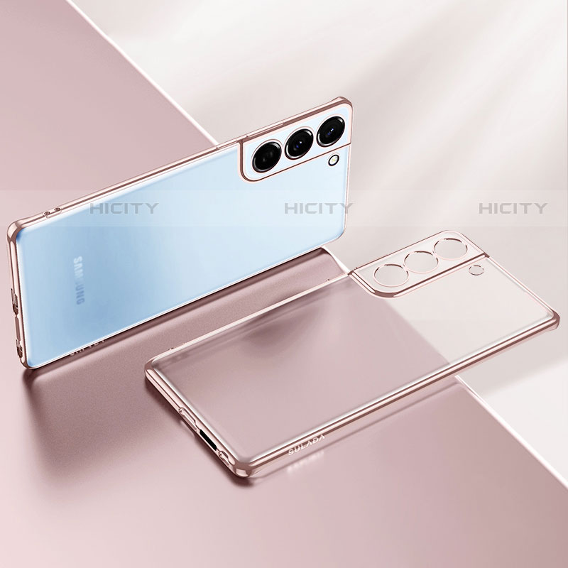Custodia Silicone Trasparente Ultra Sottile Cover Morbida H03 per Samsung Galaxy S21 5G Oro Rosa