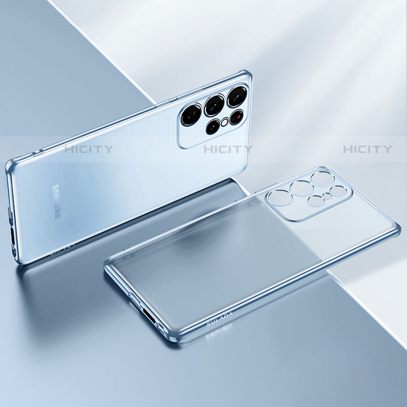 Custodia Silicone Trasparente Ultra Sottile Cover Morbida H03 per Samsung Galaxy S21 Ultra 5G Cielo Blu