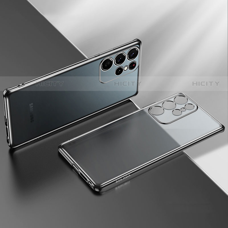 Custodia Silicone Trasparente Ultra Sottile Cover Morbida H03 per Samsung Galaxy S23 Ultra 5G Nero