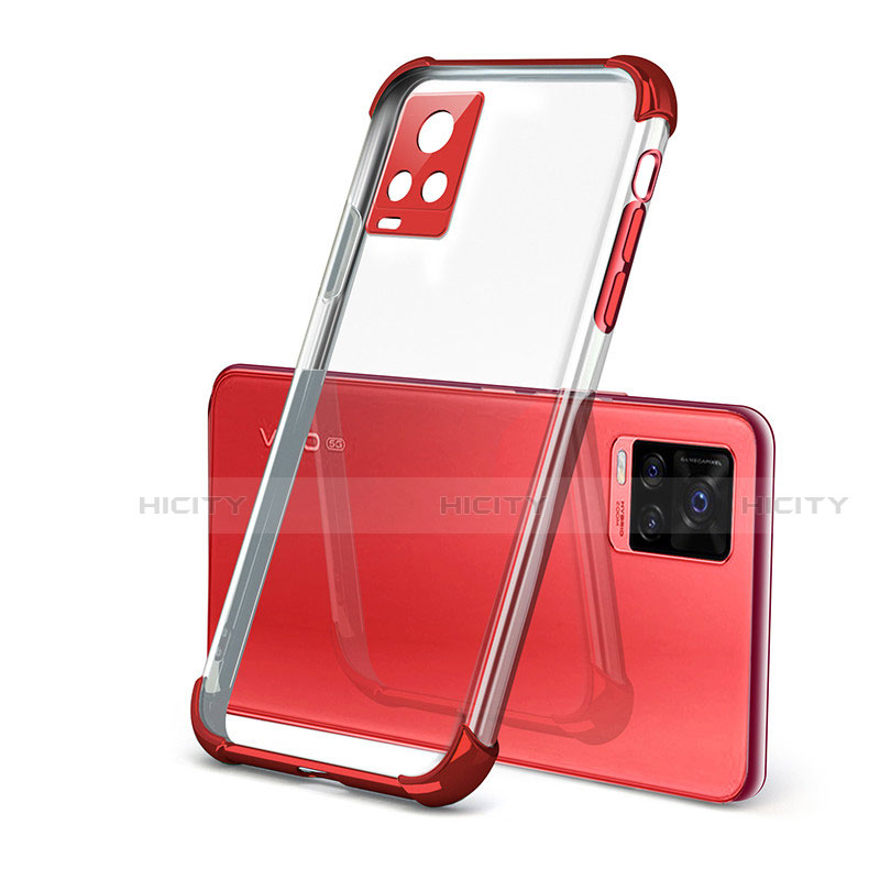 Custodia Silicone Trasparente Ultra Sottile Cover Morbida H03 per Vivo V20 Pro 5G Rosso