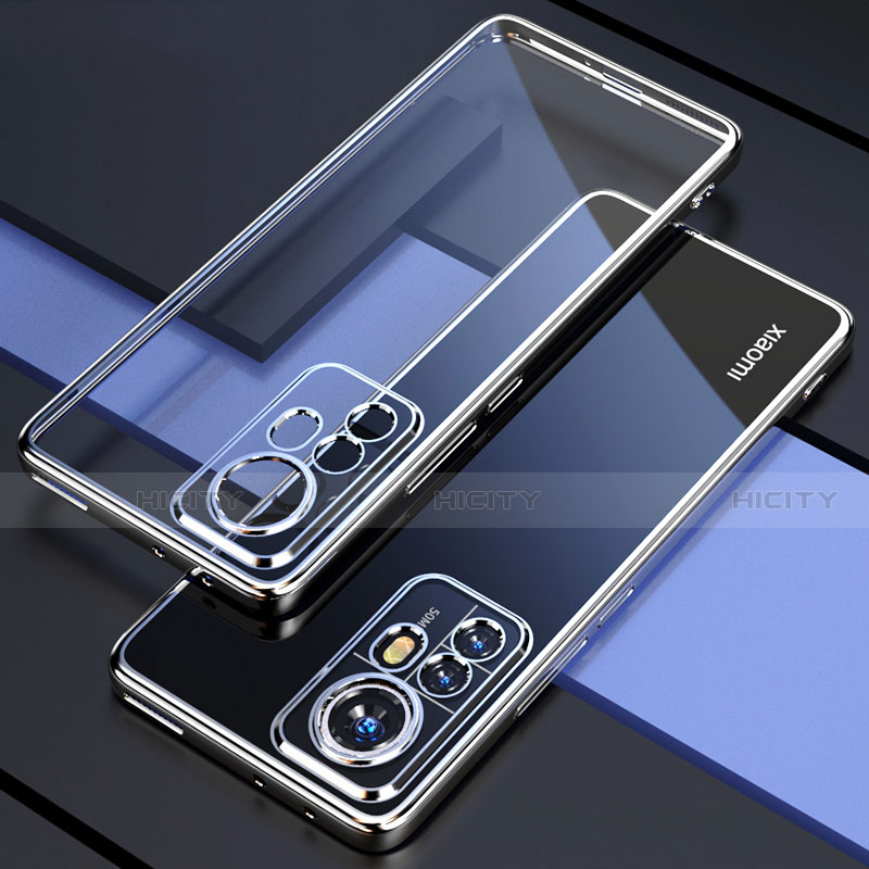 Custodia Silicone Trasparente Ultra Sottile Cover Morbida H03 per Xiaomi Mi 12 5G Argento