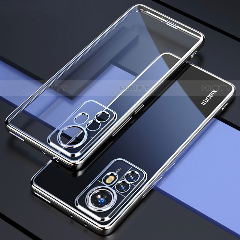 Custodia Silicone Trasparente Ultra Sottile Cover Morbida H03 per Xiaomi Mi 12 Pro 5G Argento
