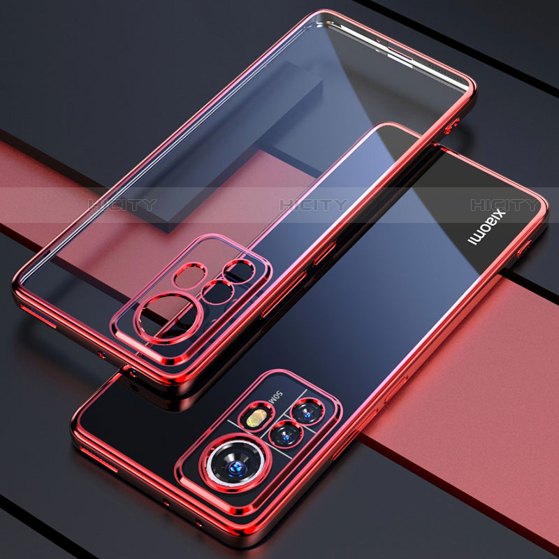 Custodia Silicone Trasparente Ultra Sottile Cover Morbida H03 per Xiaomi Mi 12 Pro 5G Rosso