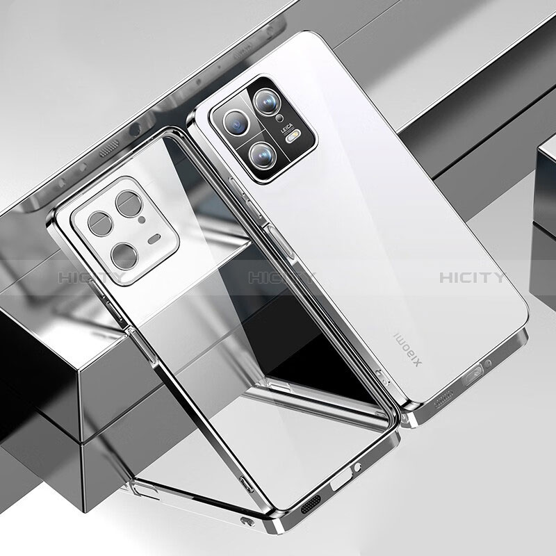 Custodia Silicone Trasparente Ultra Sottile Cover Morbida H03 per Xiaomi Mi 13 5G Argento