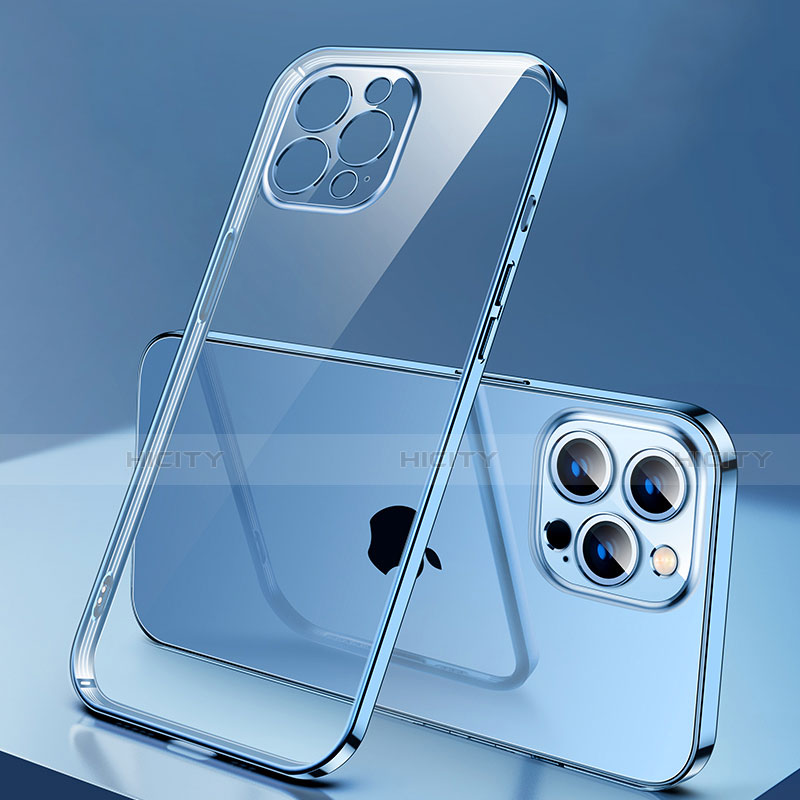 Custodia Silicone Trasparente Ultra Sottile Cover Morbida H04 per Apple iPhone 13 Pro Max Blu