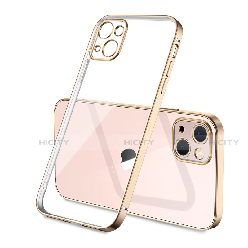 Custodia Silicone Trasparente Ultra Sottile Cover Morbida H04 per Apple iPhone 14 Plus Oro
