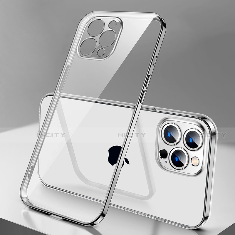 Custodia Silicone Trasparente Ultra Sottile Cover Morbida H04 per Apple iPhone 14 Pro Argento