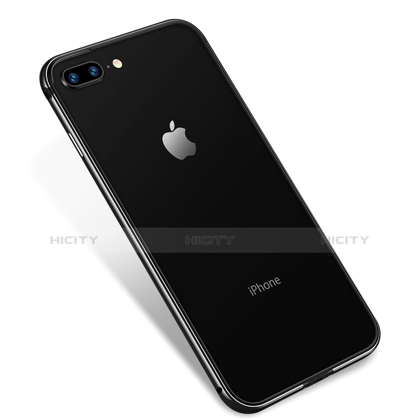 Custodia Silicone Trasparente Ultra Sottile Cover Morbida H04 per Apple iPhone 8 Plus Nero