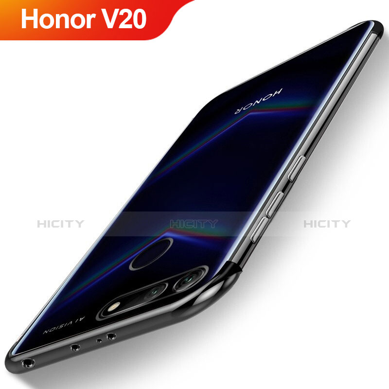 Custodia Silicone Trasparente Ultra Sottile Cover Morbida H04 per Huawei Honor View 20 Nero