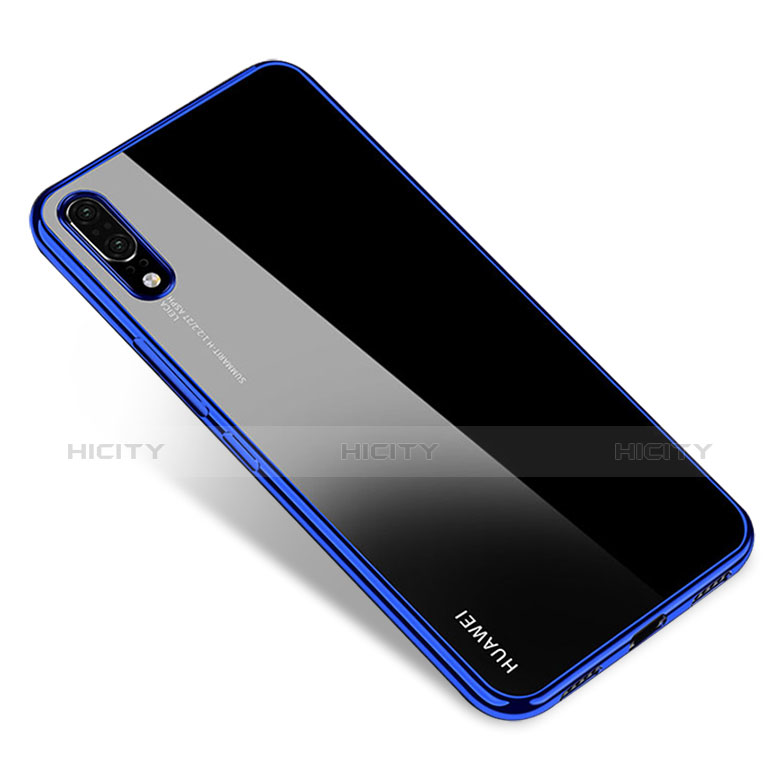 Custodia Silicone Trasparente Ultra Sottile Cover Morbida H04 per Huawei P20 Blu
