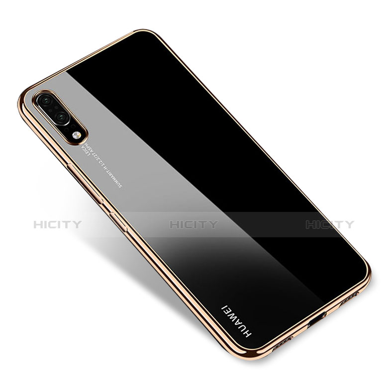 Custodia Silicone Trasparente Ultra Sottile Cover Morbida H04 per Huawei P20 Oro
