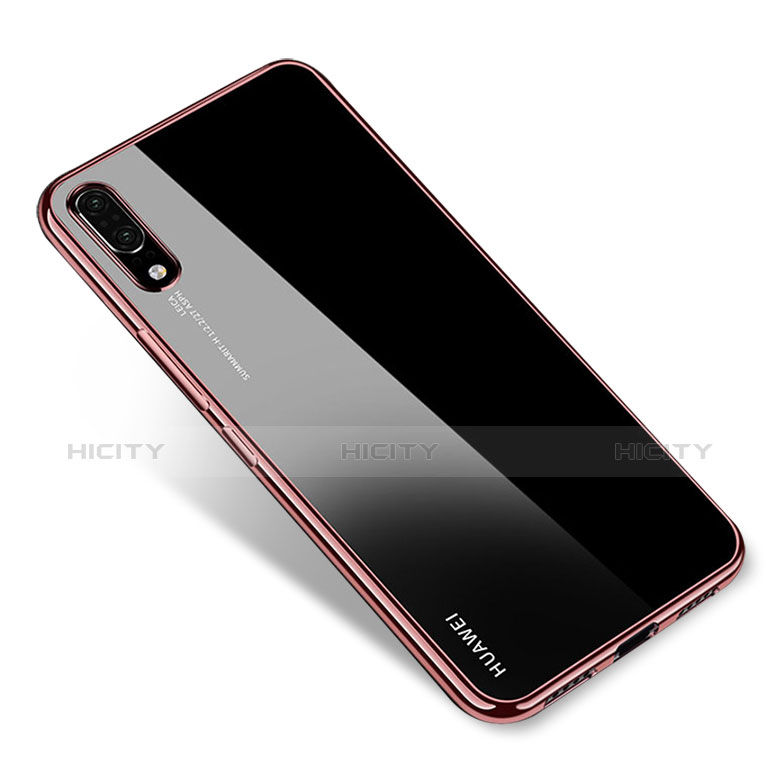 Custodia Silicone Trasparente Ultra Sottile Cover Morbida H04 per Huawei P20 Oro Rosa