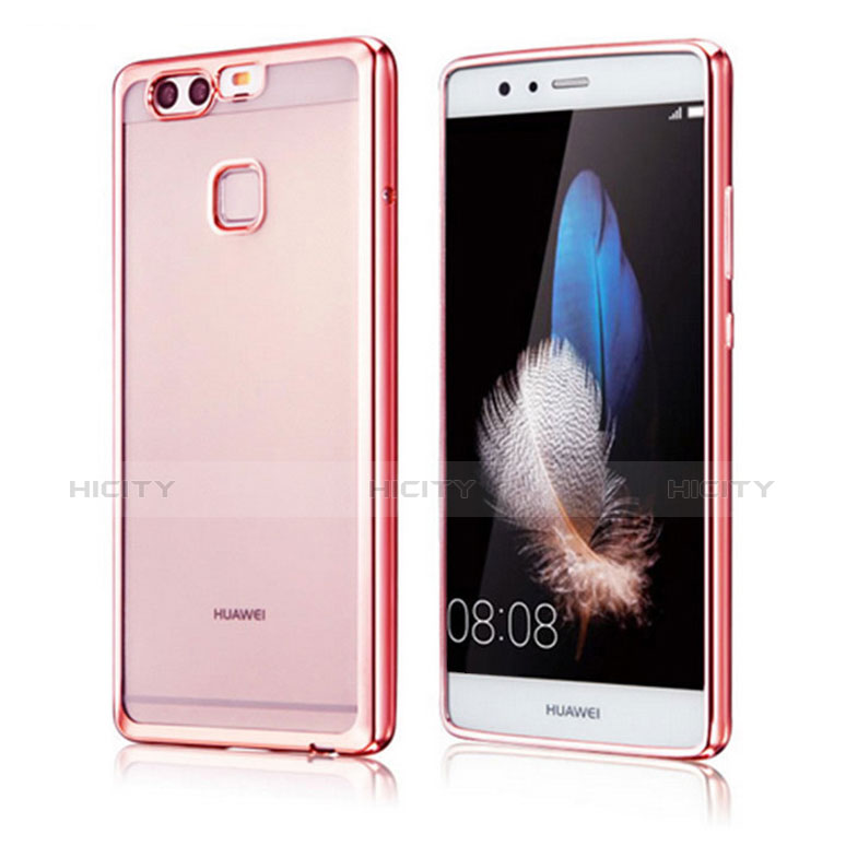 Custodia Silicone Trasparente Ultra Sottile Cover Morbida H04 per Huawei P9 Oro Rosa