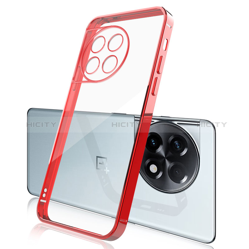 Custodia Silicone Trasparente Ultra Sottile Cover Morbida H04 per OnePlus 11 5G Rosso