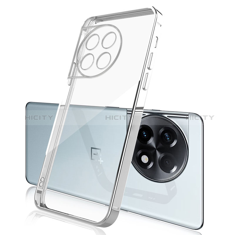 Custodia Silicone Trasparente Ultra Sottile Cover Morbida H04 per OnePlus Ace 2 Pro 5G Argento