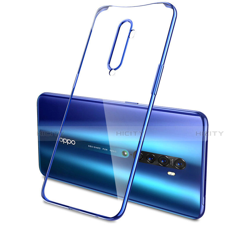 Custodia Silicone Trasparente Ultra Sottile Cover Morbida H04 per Oppo Reno2 Blu