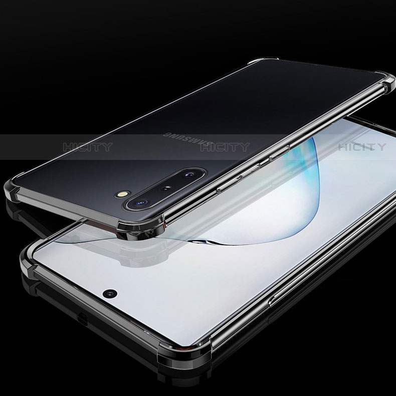 Custodia Silicone Trasparente Ultra Sottile Cover Morbida H04 per Samsung Galaxy Note 10 Plus 5G Nero