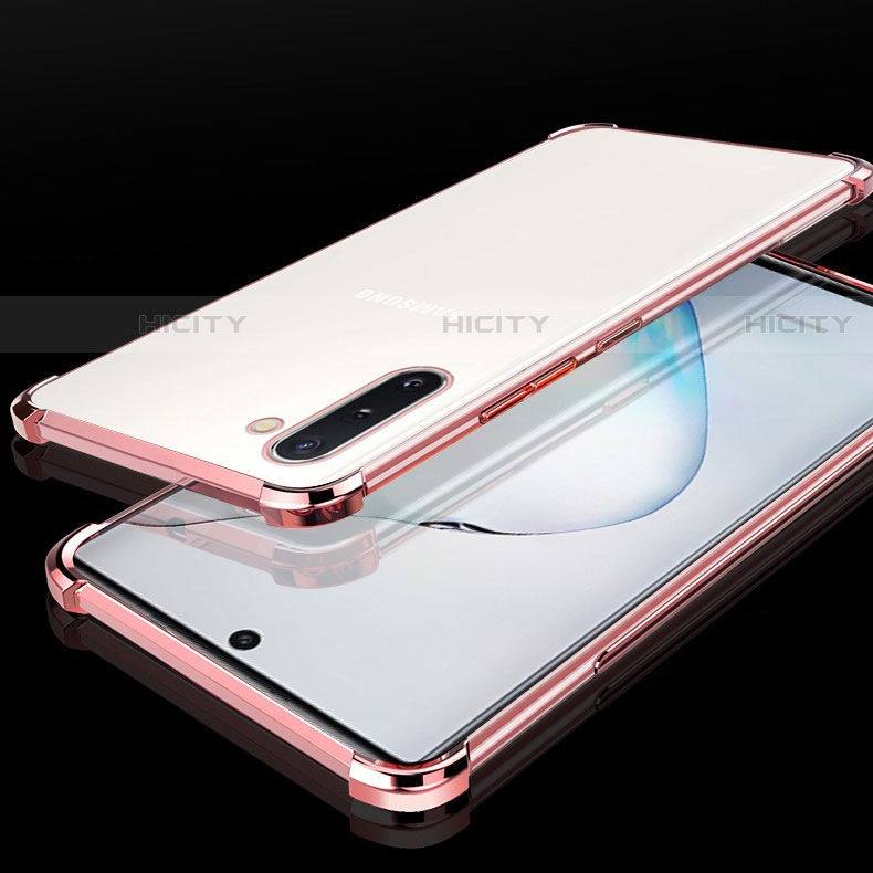 Custodia Silicone Trasparente Ultra Sottile Cover Morbida H04 per Samsung Galaxy Note 10 Plus 5G Oro Rosa