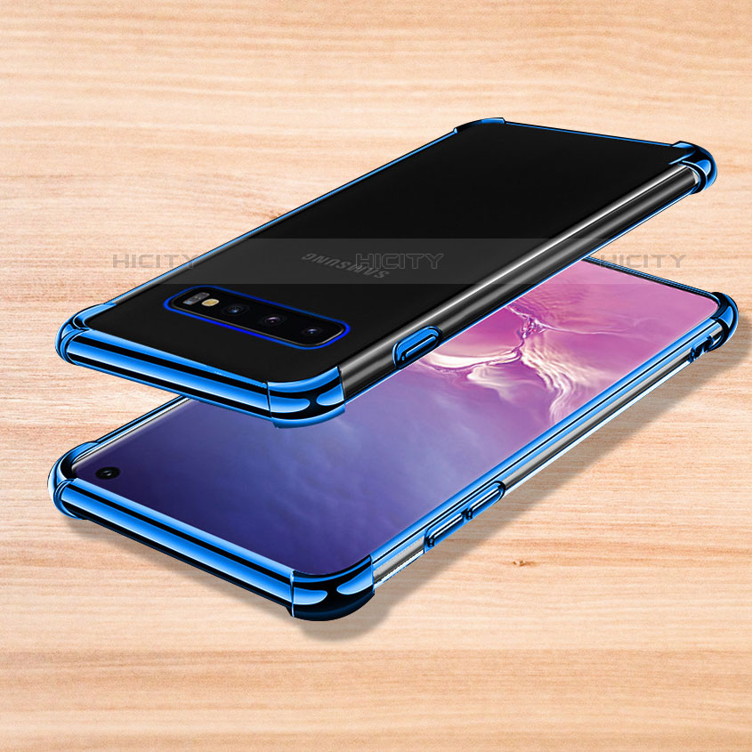 Custodia Silicone Trasparente Ultra Sottile Cover Morbida H04 per Samsung Galaxy S10 5G Blu