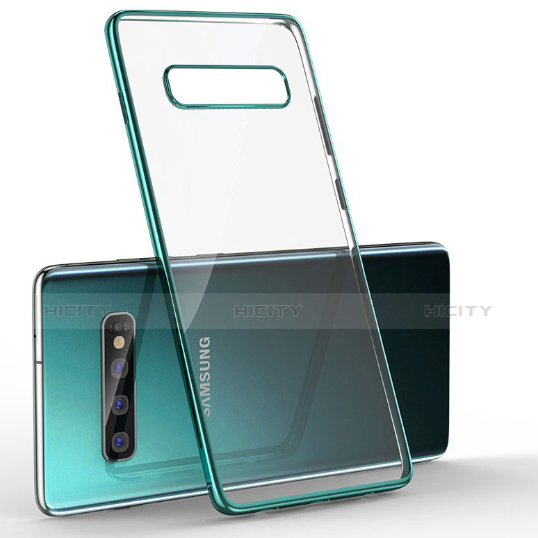 Custodia Silicone Trasparente Ultra Sottile Cover Morbida H04 per Samsung Galaxy S10 Plus Verde