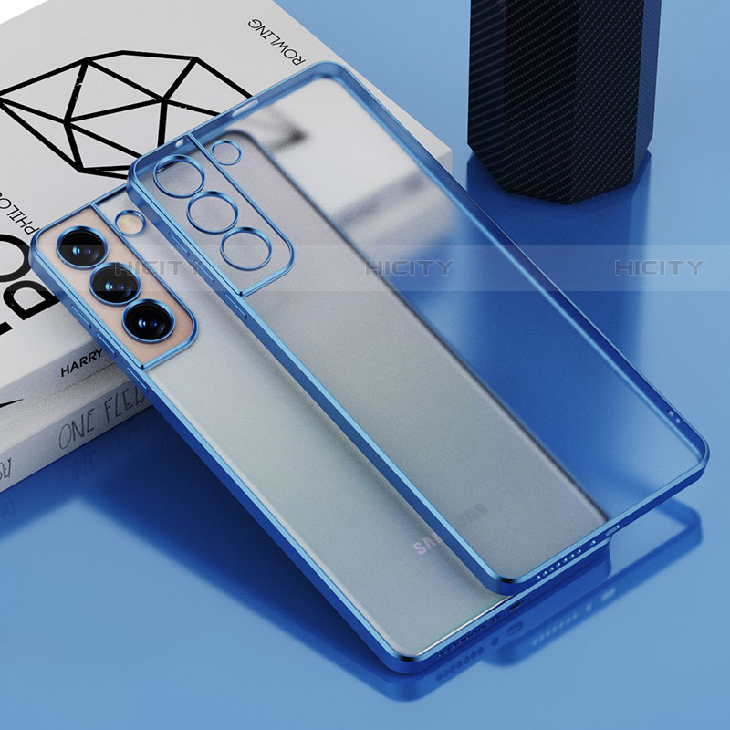 Custodia Silicone Trasparente Ultra Sottile Cover Morbida H04 per Samsung Galaxy S22 Plus 5G Blu