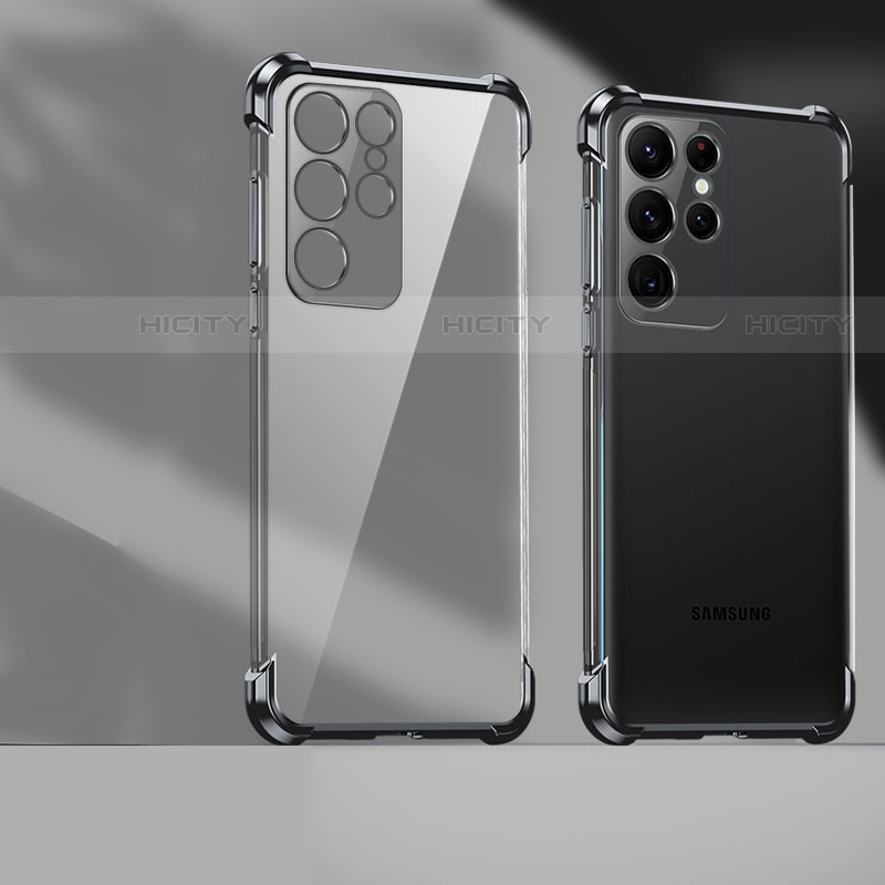 Custodia Silicone Trasparente Ultra Sottile Cover Morbida H04 per Samsung Galaxy S23 Ultra 5G Nero