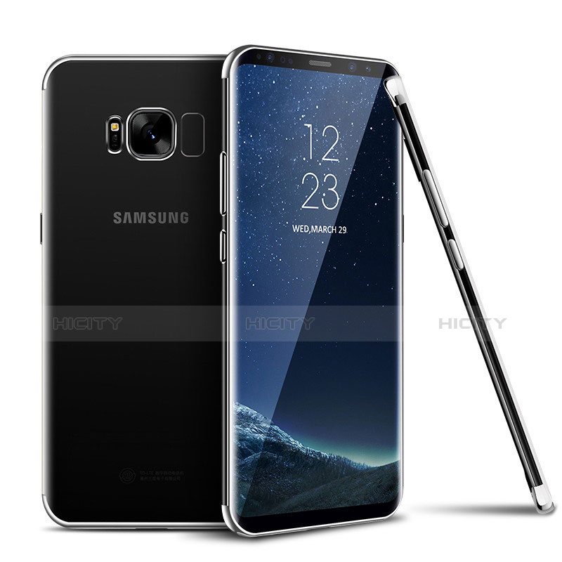 Custodia Silicone Trasparente Ultra Sottile Cover Morbida H04 per Samsung Galaxy S8 Argento