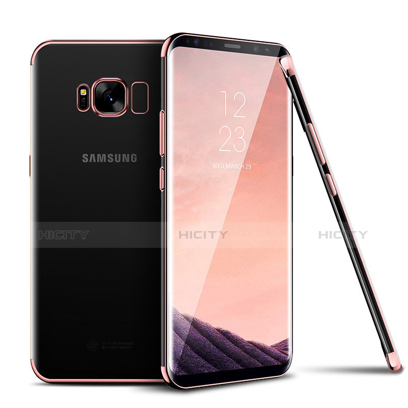 Custodia Silicone Trasparente Ultra Sottile Cover Morbida H04 per Samsung Galaxy S8 Oro Rosa