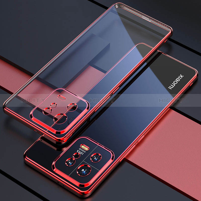 Custodia Silicone Trasparente Ultra Sottile Cover Morbida H04 per Xiaomi Mi 13 5G Rosso