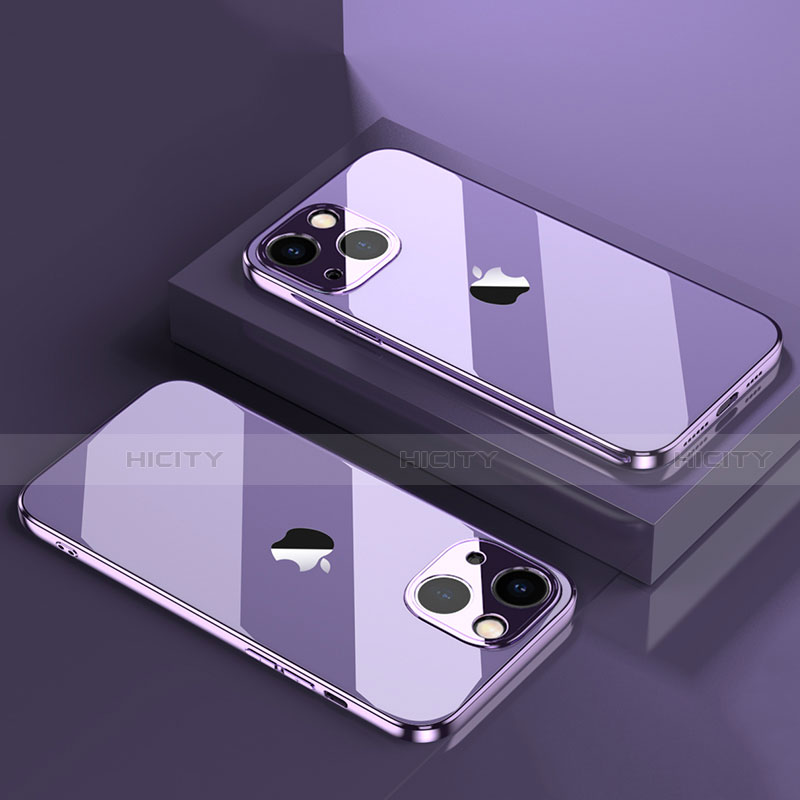 Custodia Silicone Trasparente Ultra Sottile Cover Morbida H05 per Apple iPhone 13 Mini Viola