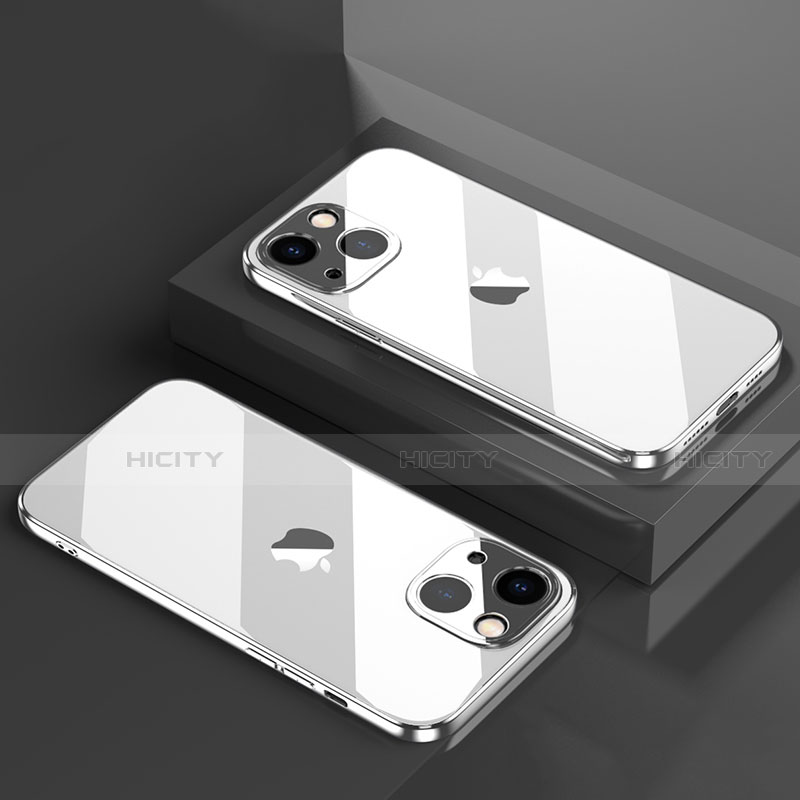 Custodia Silicone Trasparente Ultra Sottile Cover Morbida H05 per Apple iPhone 14 Argento