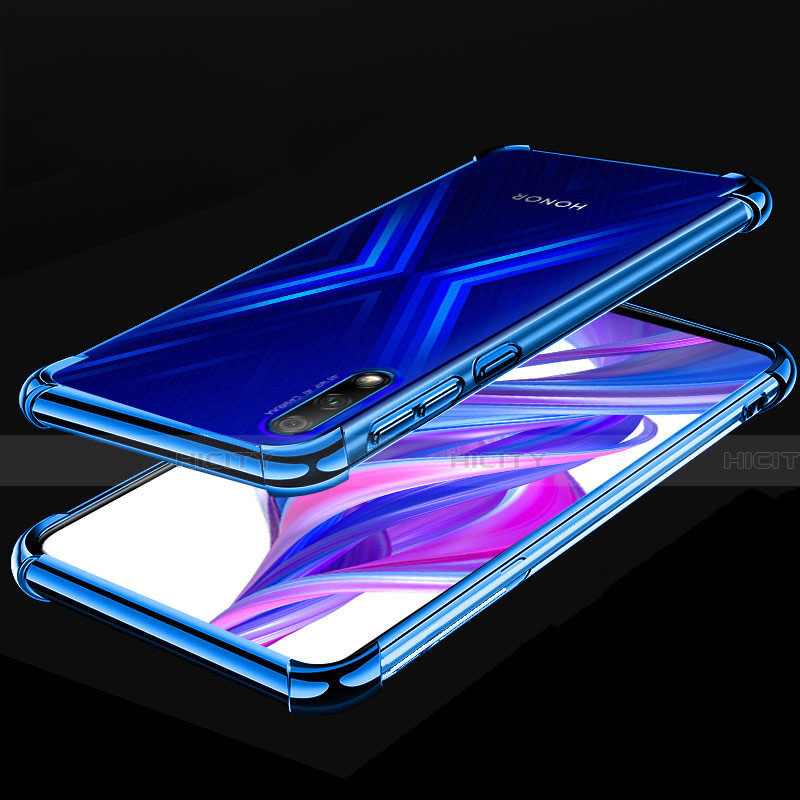 Custodia Silicone Trasparente Ultra Sottile Cover Morbida H05 per Huawei Honor 9X Blu