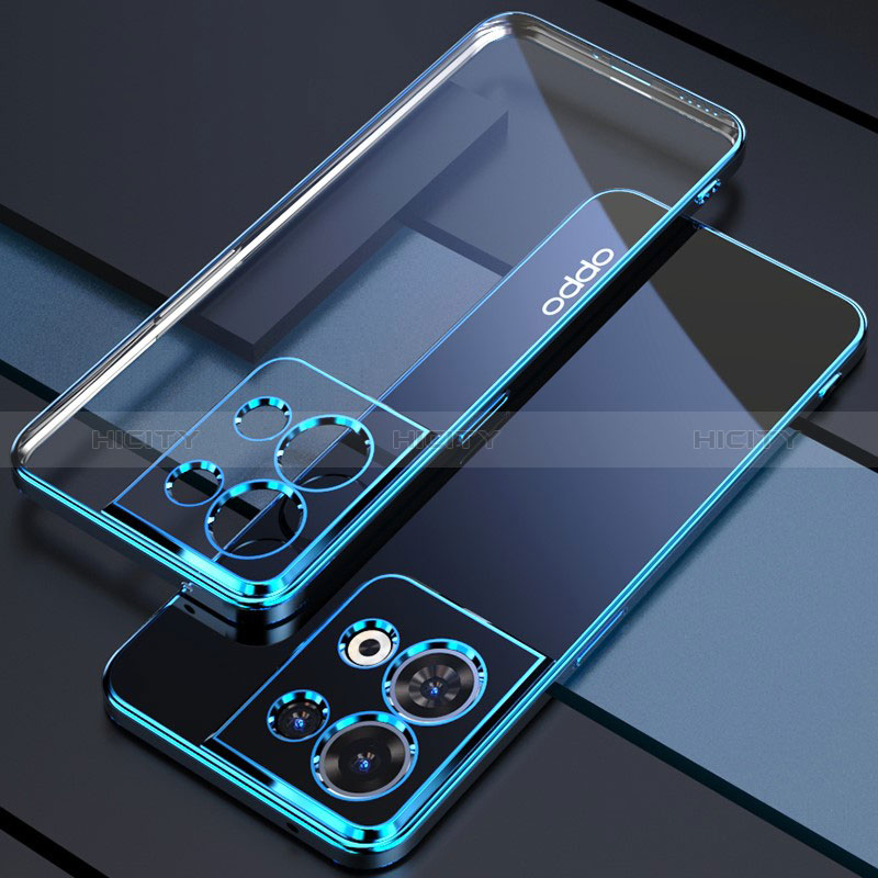 Custodia Silicone Trasparente Ultra Sottile Cover Morbida H05 per Oppo Reno9 Pro+ Plus 5G Blu